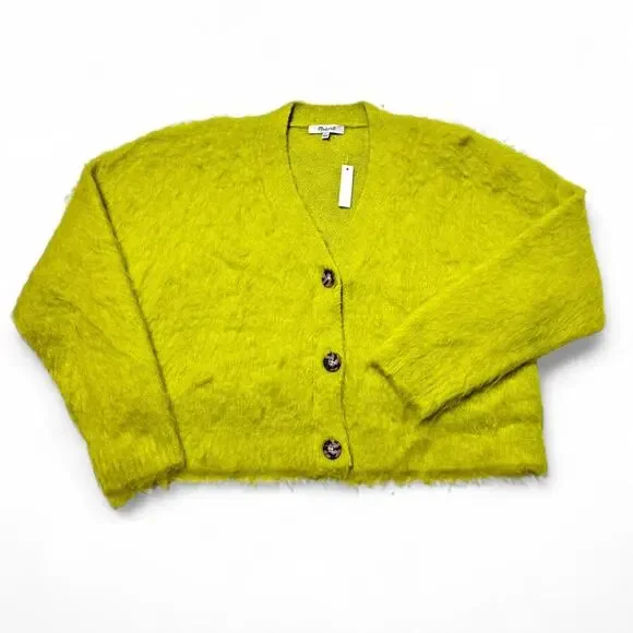 Madewell Brushed Fuzzy Alpaca Wool Cardigan Cropped Sweater Womens Small NWT - Picture 1 of 7